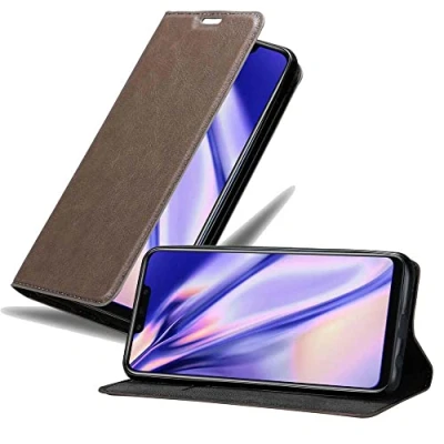 Abbildung von Cadorabo Hülle kompatibel mit Huawei Mate 20 LITE aus Premium Kunst Leder Flip Klappbare Stoßfeste Magnetische [Standfunktion] [Kartenfächern] Cover für Tasche in Braun