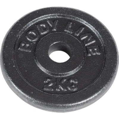 Abbildung von Bodyline Scheibe aus Gusseisen 2 kg für Hanteltraining, Hantel und Gewichtheben Durchmesser 25 mm Fitnessstudio, Fitness, Training zu Hause