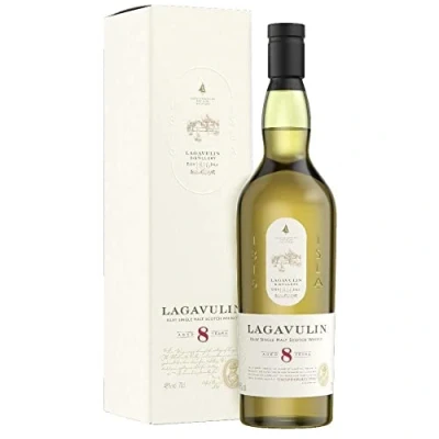 Abbildung von Lagavulin 8 Jahre Single Malt Scotch Whisky mit Geschenkverpackung, Preisgekrönter, handverlesen aus dem schottischen Islay, 48% vol, 700ml Einzelflasch