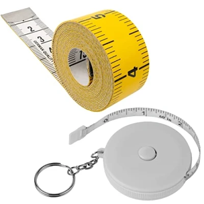 Abbildung von Schneidermaßband, 2 Stück, universal Massband mit 150 CM / 60&quot; Gesamtlänge, 2in1 Maßband und Zoll Skalierung, Ausmessung von Kleidung, Körper Fett, Rollmaßband, Rolle Messband in Rollschachtel