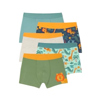 Abbildung von Vertbaudet Bio Kollektion: 5er Pack Jungen Stretch Boxershorts Dschungel grün 128