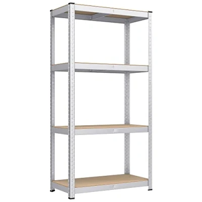 Abbildung von SONGMICS Schwerlastregal, 2er Set, Kellerregal, Lagerregal, 40 x 80 160 cm, Regal mit Stahlgestell, bis 520 kg belastbar, 4 verstellbare Ablagen, silbern GLR044E02