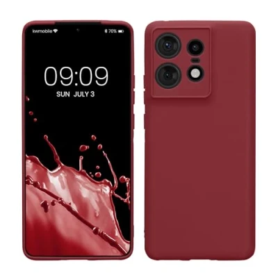 Abbildung von kwmobile Handyhülle kompatibel mit Motorola Edge 50 Pro Hülle Handy Case aus weichem Silikon in Bordeaux Violett