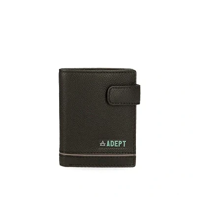 Abbildung von Adept Kurt Vertikale Geldbörse mit Klickverschluss schwarz 8,5 x 10,5 1 cm Leder, Schwarz,