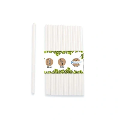 Abbildung von GREENBOX Jumbo Papier Trinkhalme 23cm Strohhalm 8mm Ø I Trinkhalm biologisch abbaubar weisse Strohhalme umweltfreundlich Party für Smoothies Papierstrohhalme 150 Stück