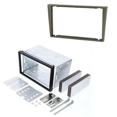 Abbildung von Audioproject A386.2 20 Autoradio Radioblende Set Einbauschacht 2 DIN kompatibel für Opel Agila Astra Corsa C Combo Omega Vectra Meriva Vivaro Zafira Suzuki Ignis Doppel Einbaurahmen dunkelgrau