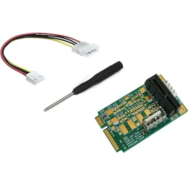 Abbildung von KALEA INFORMATIQUE Riser Kompakter PCIe zu MiniPCIe Adapter zum Einbau Einer Karte in einen Laptop mit Mini Anschluss.