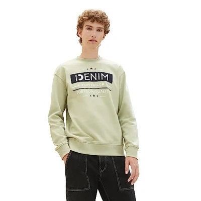 Abbildung von TOM TAILOR Denim Herren 1039939 Crew Neck Sweatshirt mit Print, 32246 garden Peat, XL
