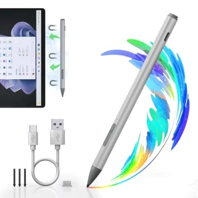 Abbildung von Surface Pen für Microsoft Pro 11/10/9/X/8/7+/7/6/5/4/3,USB C Schnellladung Stift Go/Surface Book/Surface Laptop, 4096 Druckempfindlichkeit &amp; Palm Rejection