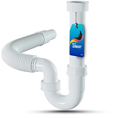 Abbildung von LOBENSWERK Flexibler Ablaufschlauch 100% Wasserdicht Siphon Küchenspüle mit G 1 1/2&quot; und 40/50mm Einsteckmaß Geruchsverschluss + Dichtungen