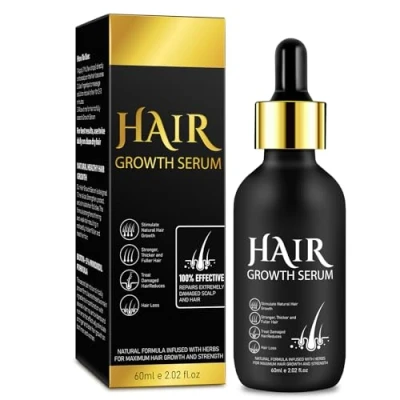Abbildung von Bio 5% Haarwuchsöl Lösung zur äußeren Anwendung Haarwuchs &amp; Verdichtung bei Haarausfall lichtem Haar Männern Reaktiviert verkleinerte Follikel Präziser Pumpspender, 60ml