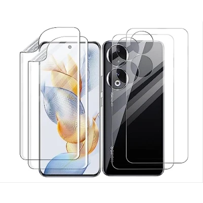 Abbildung von GIOPUEY Schutzfolie Kompatibel mit Honor 90 5G, 2 Stück Bildschirmschutz und Rückenschutzfolie, Ultra Dünn Flexibles TPU, Kratzfest, Kompatible Hülle