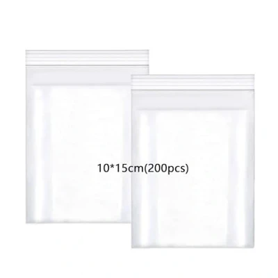 Abbildung von huruirui 10x15cm Druckverschlussbeutel, 200Stück zip Beutel Wiederverschließbare Durchsichtige Plastikbeutel Klein Verschlussbeutel Zipper Set Kleine Wasserdichter 100μm