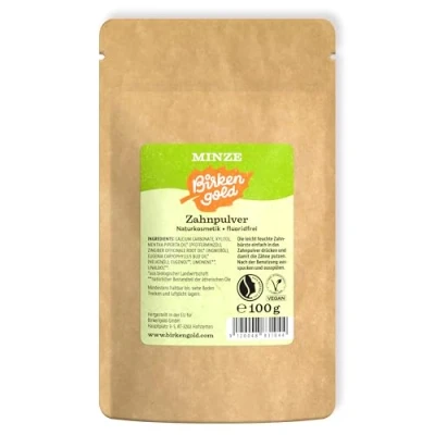 Abbildung von Birkengold Zahnpasta Zahnpulver Minze Nachfüllbeutel, Gold, 100 g