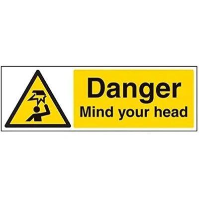 Abbildung von vsafety 63034bj s &quot;Danger Mind your head&quot; Achtung General Zeichen, selbstklebend, Landschaft, 450 mm x 150 mm, schwarz/gelb