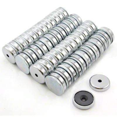 Abbildung von Ferrit Y30Bh Pot Magnet 32mm Durchmesser x 7mm Dick 5mm C/Waschbecken 6,9kg Ziehen Pack von 100
