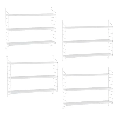 Abbildung von [en.casa] Modulares Wandregal Strängnäs 4er Set Metallregal Weiß Hängeregal mit 3 Regalböden Badregal Küchenwandregal Wandablage Wohnzimmer