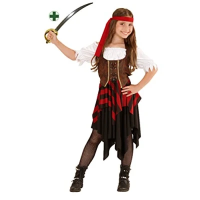 Abbildung von Karneval Klamotten Piraten Kostüm Mädchen Freibeuter Piratin Piratenbraut mit Säbel, Kinderkostüm Seeräuber Pirat