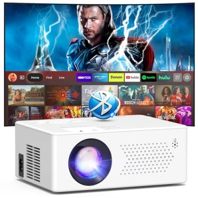Abbildung von Puxinat Beamer, Mini Beamer Bluetooth5.2 Full HD 1080P Tragbarer Outdoor/Heimkino Projektor, 50% Zoom 200 Zoll Display, Kompatibel mit TV Stick/HDMI/Smartphone/Spielkonsole/USB [Inkl. Fernbedienung]