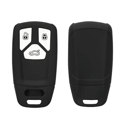 Abbildung von kwmobile Autoschlüssel Silikon Hülle kompatibel mit Audi 3 Tasten Smartkey (nur Keyless Go) Schlüsselhülle in Schwarz matt