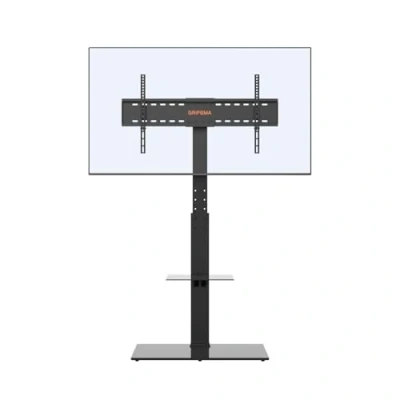 Abbildung von GRIFEMA GB3002 TV Ständer für bis 80 Zoll OLED LCD Plasma Flach &amp; Curved Fernseher, Höhenverstellbarer, 60 kg, Bodenständer mit 2 Stufigen Regalen aus Gehärtetem Glas, VESA 800 x 400 mm