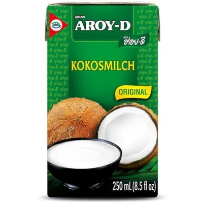 Abbildung von Aroy D Kokosnussmilch Kokosmilch zum Kochen und Backen Ideal für Desserts, Suppen, Smoothies Cocktails 12 x 250 ml