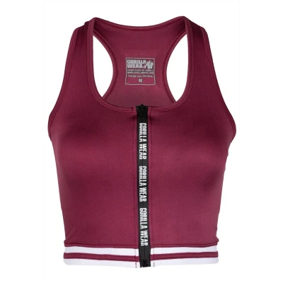 Abbildung von Gorilla Wear MESA ZIP Front CROP Top, Damen, Größe: Medium, Dark red