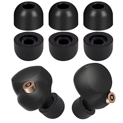 Abbildung von Memory Foam Ear Buds Ohrstöpsel für Sony WF 1000XM4 Ersatz AR Piece Tips 1000XM3 SP900 WI 1000X XBA Series Fit Charging Case Größe M (3 Paare)