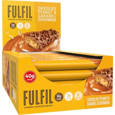 Abbildung von FULFIL Vitamin und Proteinriegel Chocolate Peanut &amp; Caramel Geschmack High Protein, Low Sugar Snack 15 x 40g
