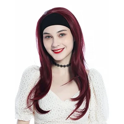 Abbildung von WIG ME UP H9306 39 Perücke Haarteil Halbperücke mit Stirnband Granatrot Burgunderrot lang glatt Haarverlängerung 65 cm