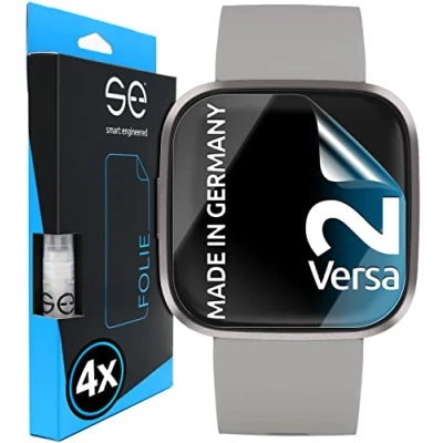 Abbildung von smart engineered [4 Stück 3D Schutzfolien kompatibel mit Fitbit Versa 2, transparente HD Displayschutz Folie, Schutz vor Schmutz und Kratzern, kein Schutzglas