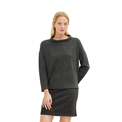 Abbildung von TOM TAILOR Damen 1034523 Kapuzenpullover, 30935 Black White Structure Design, XXL
