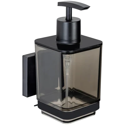 Abbildung von WENKO Seifenspender &quot;Vacuum Loc Modell Quadro&quot;, Befestigen ohne Bohren, Edelstahl Halterung, 340 ml