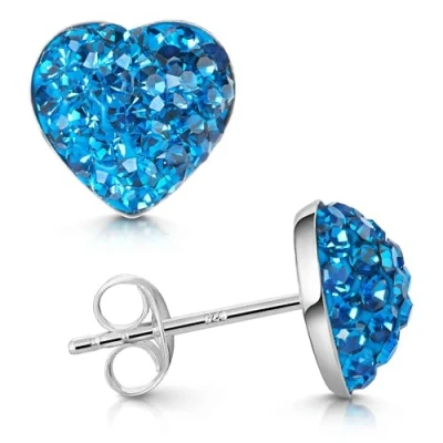 Abbildung von Materia Herz Ohrringe Silber 925 Kinder blaue Steine SO 177