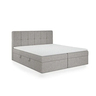 Abbildung von FEDVE Boxspringbett 160x200 Grau Mokpo Praktisches Bett mit Bettkasten Gemütlich Kopfteil Matratze für Viele Jahr Stabiles Doppelbett Stauraum zum Schlafzimmer