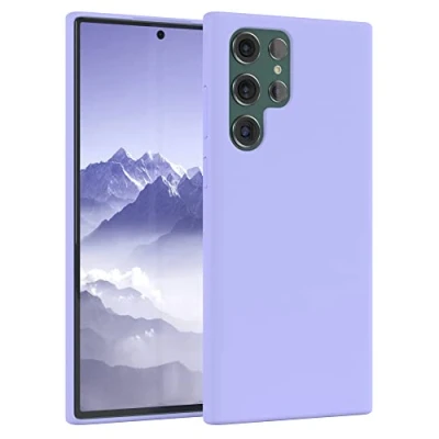 Abbildung von EAZY CASE Premium Silikon Handyhülle kompatibel mit Samsung Galaxy S22 Ultra 5G, Slimcover Kameraschutz und Innenfutter, Silikonhülle, Schutzhülle, Bumper, Handy Case, Softcase, Lila Blau