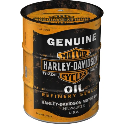 Abbildung von Nostalgic Art Retro Spardose, 600 ml, Harley Davidson Genuine Oil Geschenk Idee für Biker, Sparschwein aus Metall, Vintage Blech Sparbüchse
