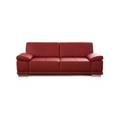 Abbildung von CAVADORE 3,5 Sitzer Ledersofa Corianne / Großes Echtleder Sofa im modernen Design Mit verstellbaren Armlehnen 248 x 80 99 rot