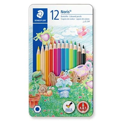 Abbildung von STAEDTLER 145 AM12 Noris Club Farbstift 12 Stück Metalletui Tiermotiv