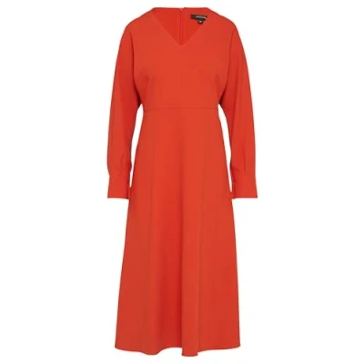 Abbildung von comma Fliessendesmit Vausschnitt Freizeitkleid, Damen, Größe: 32, Rot