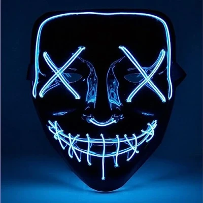 Abbildung von TK Gruppe Timo Klingler LED Grusel Maske wie aus Purge für Halloween, Fasching &amp; Karneval als Kostüm Herren Damen (3x blau)