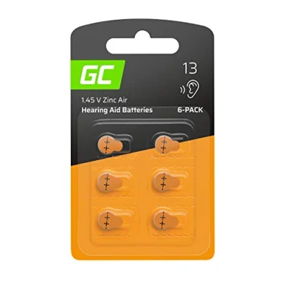Abbildung von Green Cell Blister 6 Stück Hörgerätebatterien batterien Typ/Größe Orange 13 P13 PR48 ZL2 Zinc Air Akustische Zink Luft für Hörgeräte und Otoplastiken