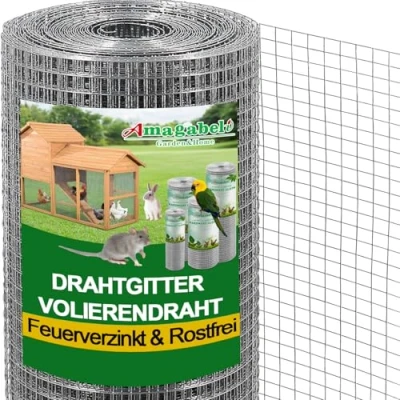 Abbildung von Amagabeli 1.0m X 20m Hasendraht 100cm Hasengitter Volierendraht 12x12mm Maulwurfgitter Wühlmausgitter Für Hochbeet Zaun Hühnerdraht Maschendrahtzaun Kaninchendraht Verzinkt Drahtgitter