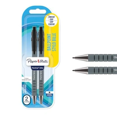 Abbildung von Paper Mate Flexgrip Ultra Druckkugelschreiber mittlere Spitze (1,0 mm) schwarz 2er Packung