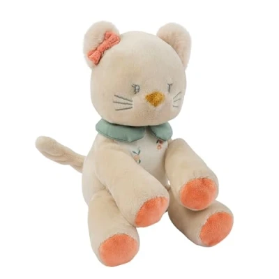 Abbildung von Nattou Mini Kuscheltier aus Baumwolle und Velours, Katze Lana für Neugeborene Frühchen, Integrierte Rassel, Ca. 20 cm, Mila, Zoë Lana, Beige