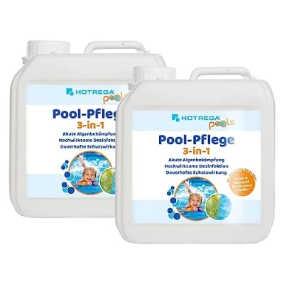 Abbildung von HOTREGA Pool Pflege 3in1 Konzentrat, 2 Liter: Effektiver Algenvernichter, Desinfektion &amp; Algenverhütung für kristallklares Wasser (2X Liter)
