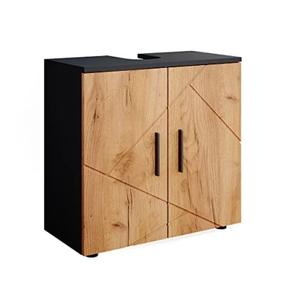 Abbildung von Vicco Waschbeckenunterschrank Irma, Anthrazit/Eiche, 60 x 59 cm