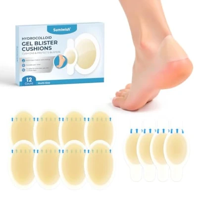 Abbildung von Sumiwish Hydrocolloid Blister Bandages for Feet Extra Cushioning Foot, Toe &amp; Heel Protection Ideal Prevention Recovery Water Resistant (12 Count, Variety Pack)