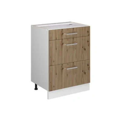 Abbildung von Vicco Küchenunterschrank R Line, Artisan Eiche/Weiß, 60 cm mit Schubladen, ohne Arbeitsplatte
