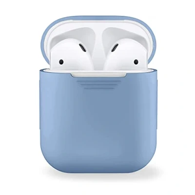 Abbildung von MyGadget Silikon Hülle kompatibel mit Apple AirPods 1 &amp; 2 Generation Schutzhülle [Qi kompatibel] Etui Soft Silikonhülle Case Tasche in Baby Blau